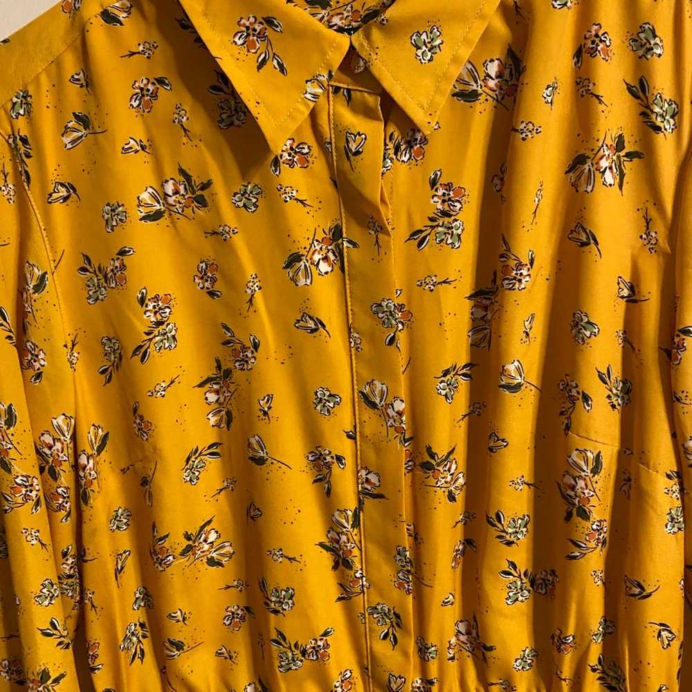 Lauren Ralph Lauren Yellow Flowery Shirt Dress si… - image 5