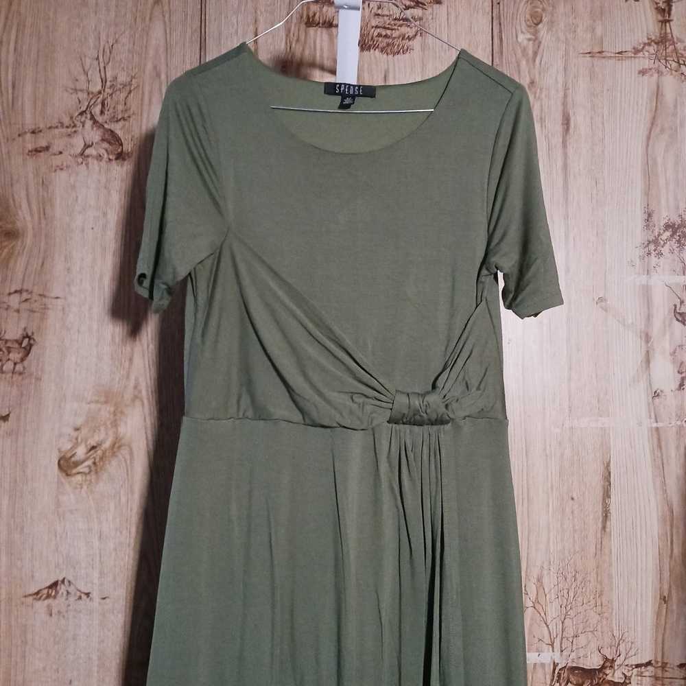 Spense Green Knot Front Wrap Maxi Dress Size Small - image 1