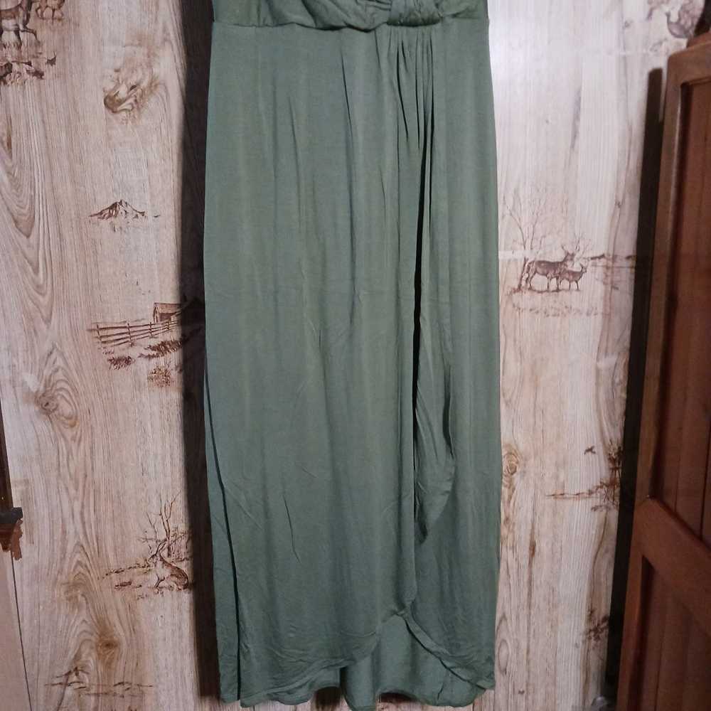 Spense Green Knot Front Wrap Maxi Dress Size Small - image 2