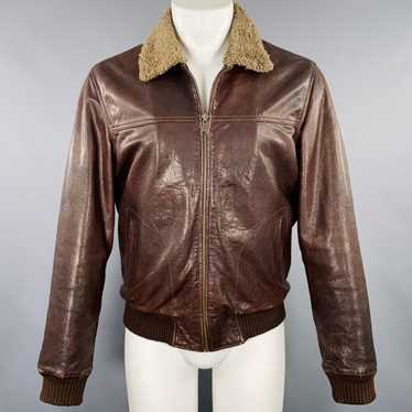 Lucky Brand Brown Olive Leather Bomber Jacket - image 1