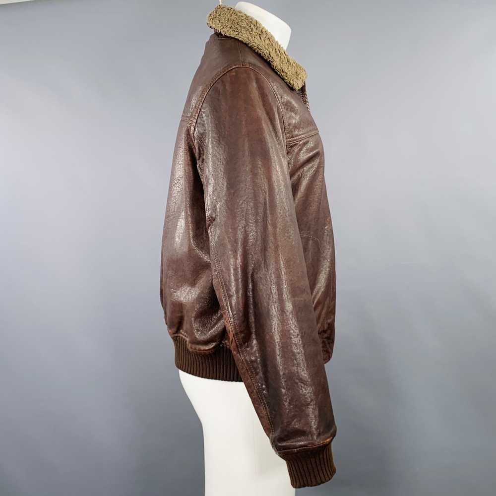 Lucky Brand Brown Olive Leather Bomber Jacket - image 2