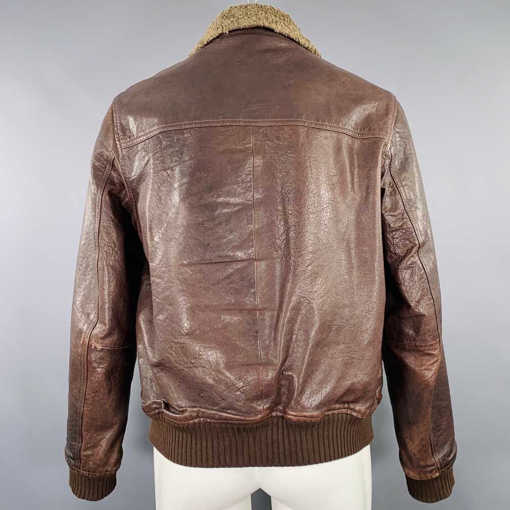 Lucky Brand Brown Olive Leather Bomber Jacket - image 3