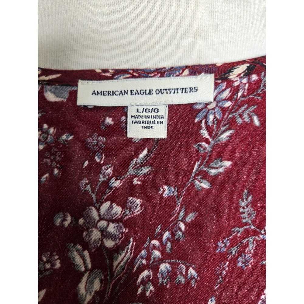 American Eagle AE Women's Maroon Floral Wrap Dres… - image 10