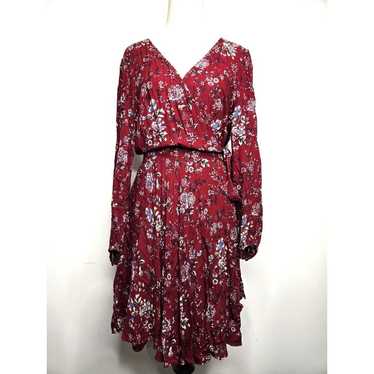 American Eagle AE Women's Maroon Floral Wrap Dres… - image 1