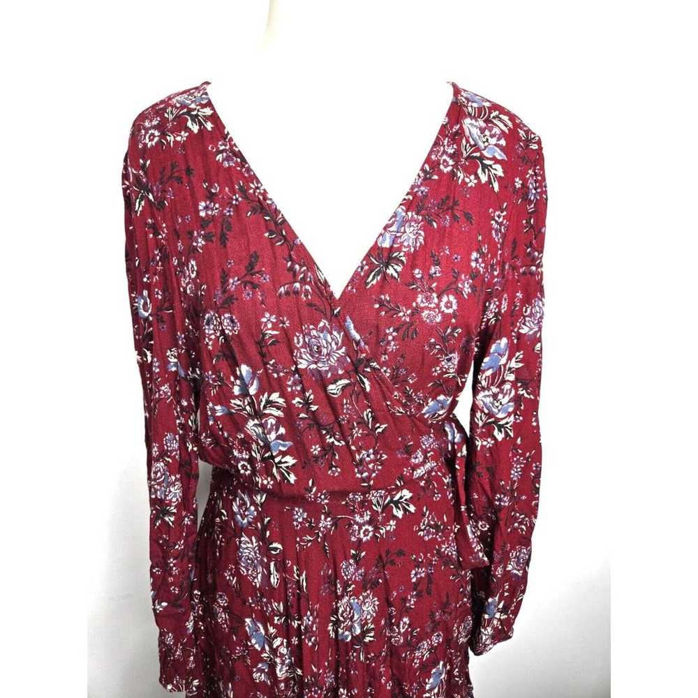 American Eagle AE Women's Maroon Floral Wrap Dres… - image 2