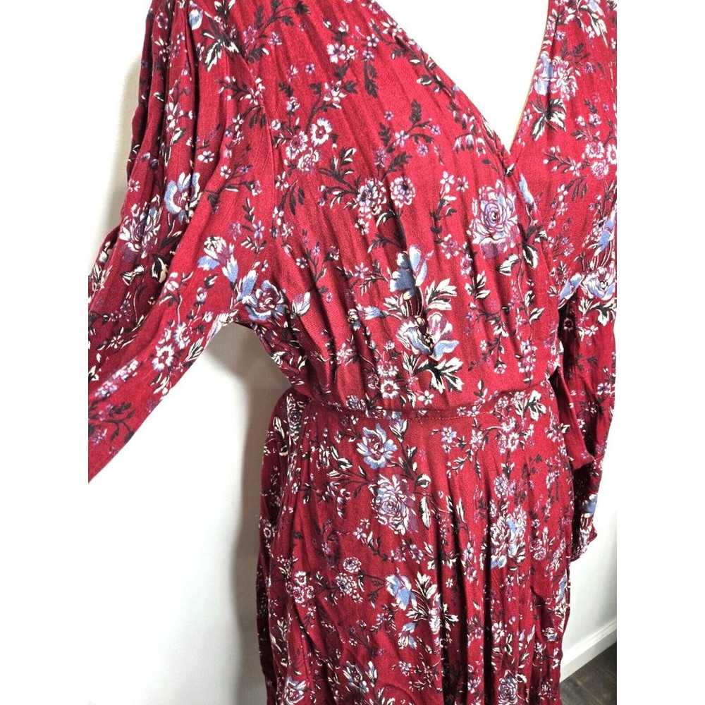 American Eagle AE Women's Maroon Floral Wrap Dres… - image 3