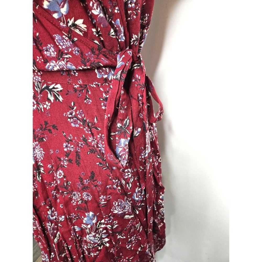 American Eagle AE Women's Maroon Floral Wrap Dres… - image 5