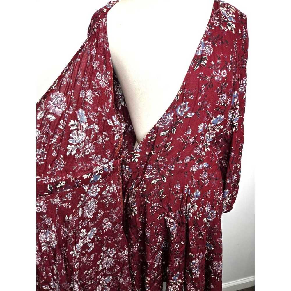 American Eagle AE Women's Maroon Floral Wrap Dres… - image 7