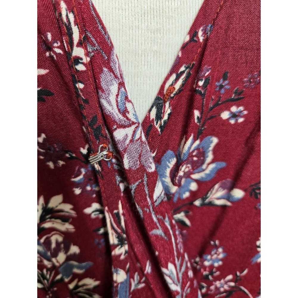 American Eagle AE Women's Maroon Floral Wrap Dres… - image 8