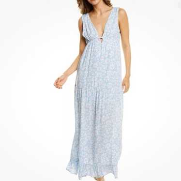 Love Tree Blue Daisy Floral Print Maxi Dress