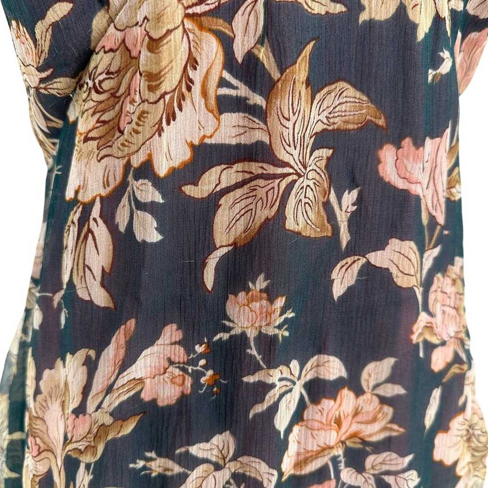 Anthropologie Odille Floral V-Neck Silk Dress Siz… - image 3