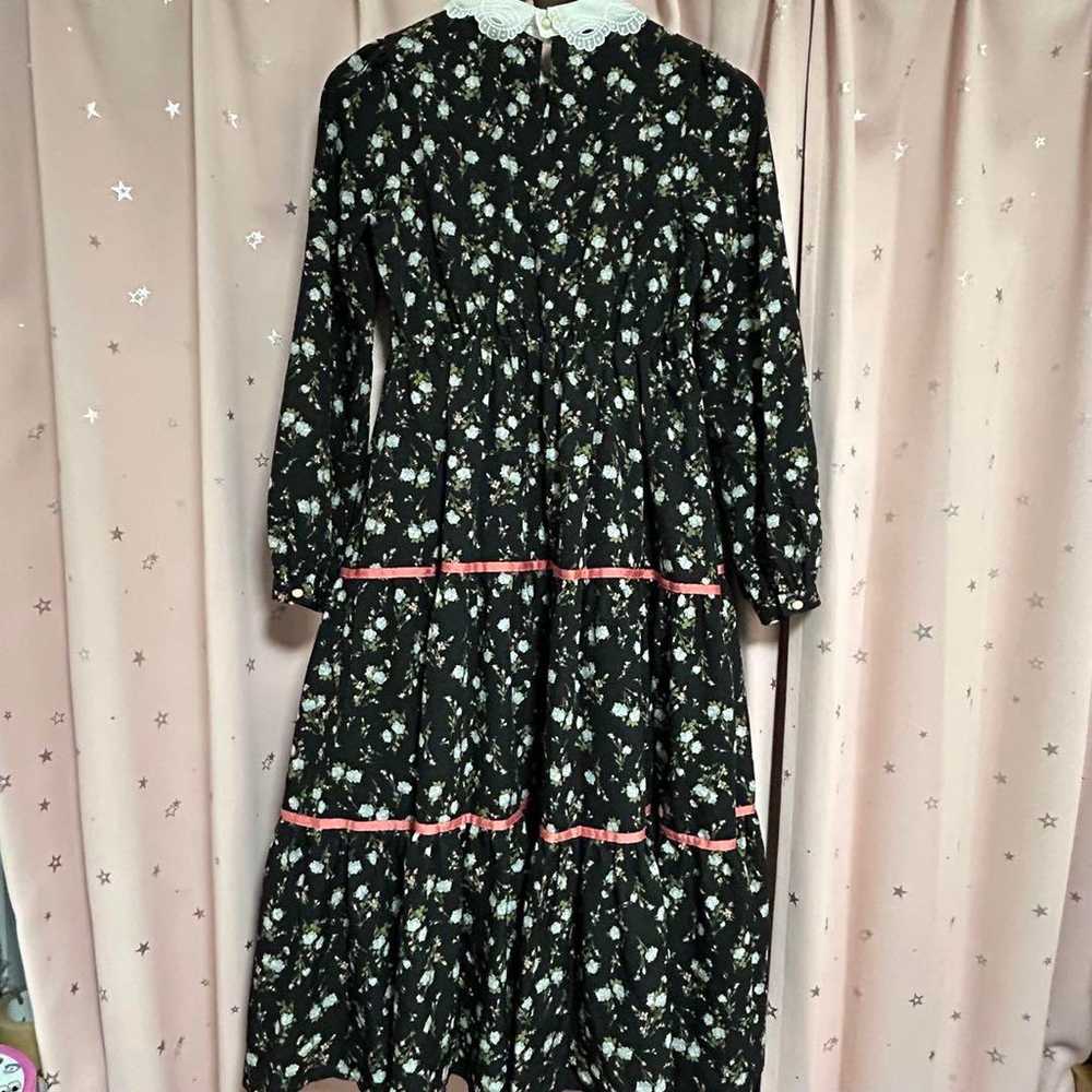 Axes Femme Kawaii Floral Long Dress (Black) - image 2