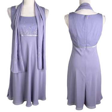 Other Vintage Phoebe Dress 6 Purple Chiffon Sleev… - image 1