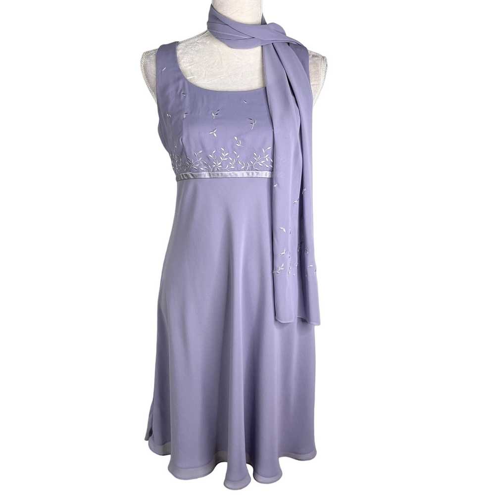 Other Vintage Phoebe Dress 6 Purple Chiffon Sleev… - image 3