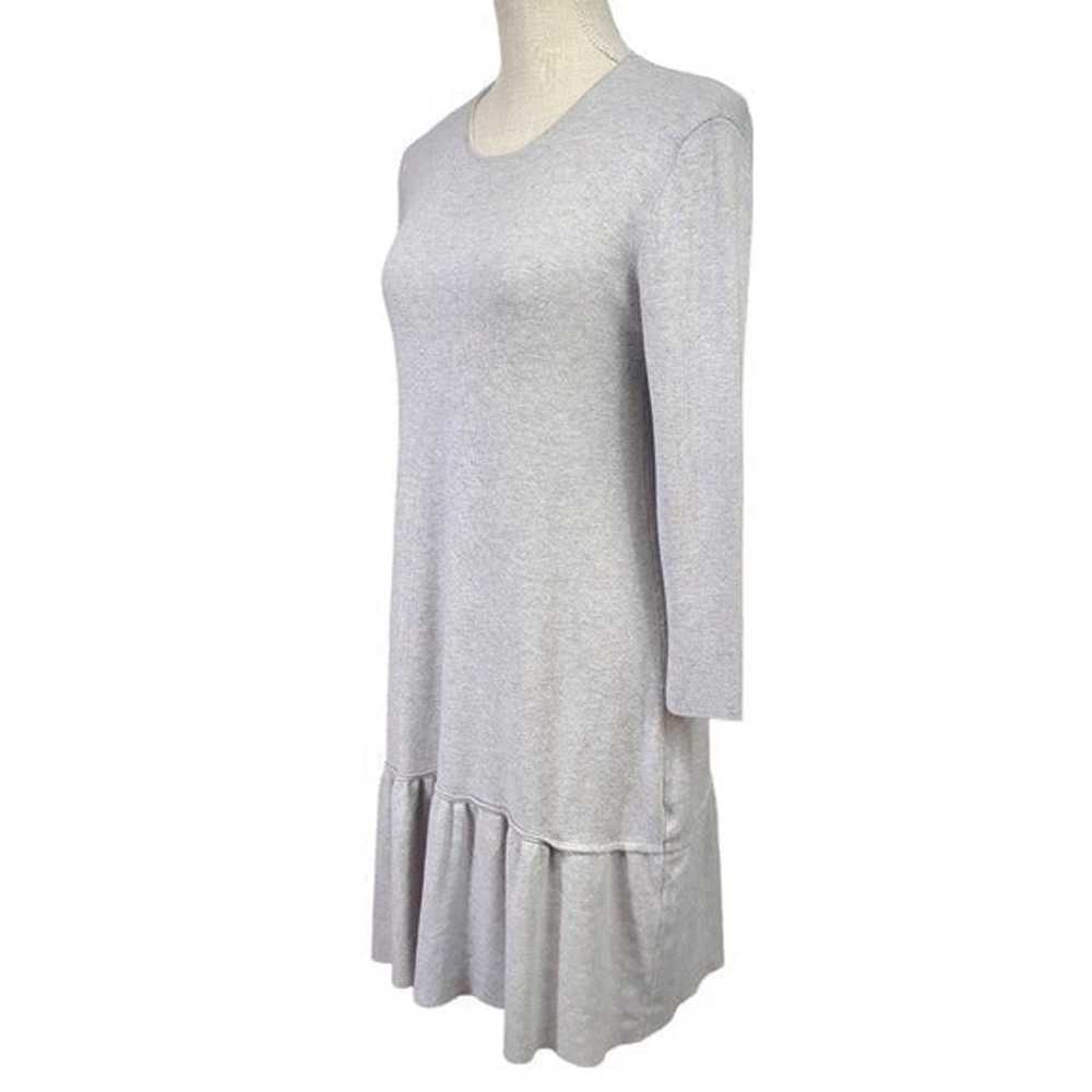 Zara Knit Gray Peplum Drop Waist Ruffle Hem 3/4 S… - image 3