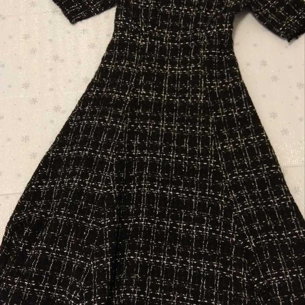 Nostalgia Tweed Flare Dress - Black Gray Check - … - image 11