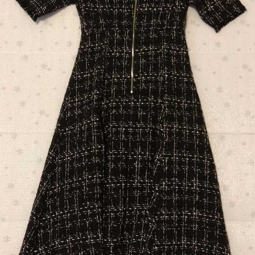 Nostalgia Tweed Flare Dress - Black Gray Check - … - image 12