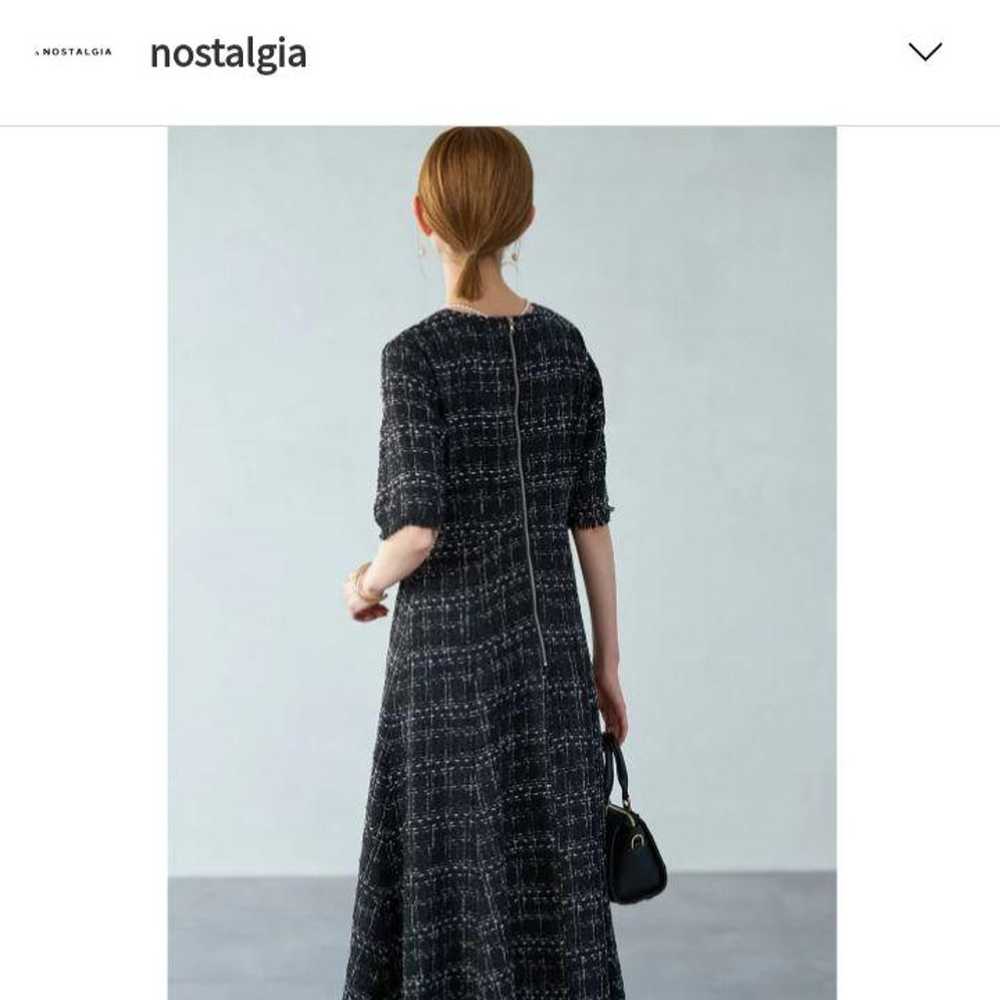 Nostalgia Tweed Flare Dress - Black Gray Check - … - image 2