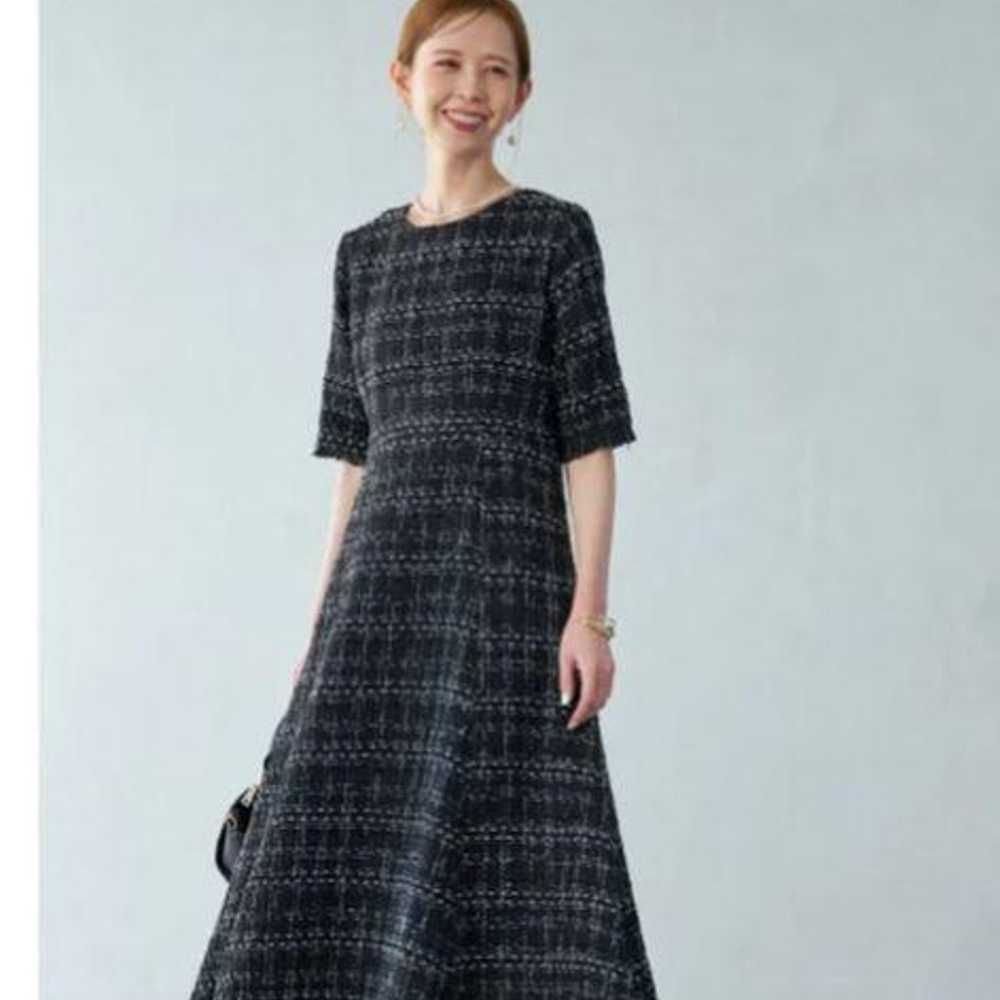 Nostalgia Tweed Flare Dress - Black Gray Check - … - image 3