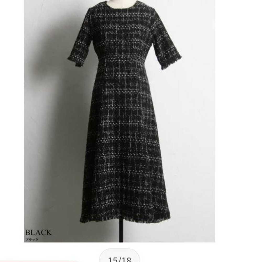 Nostalgia Tweed Flare Dress - Black Gray Check - … - image 4