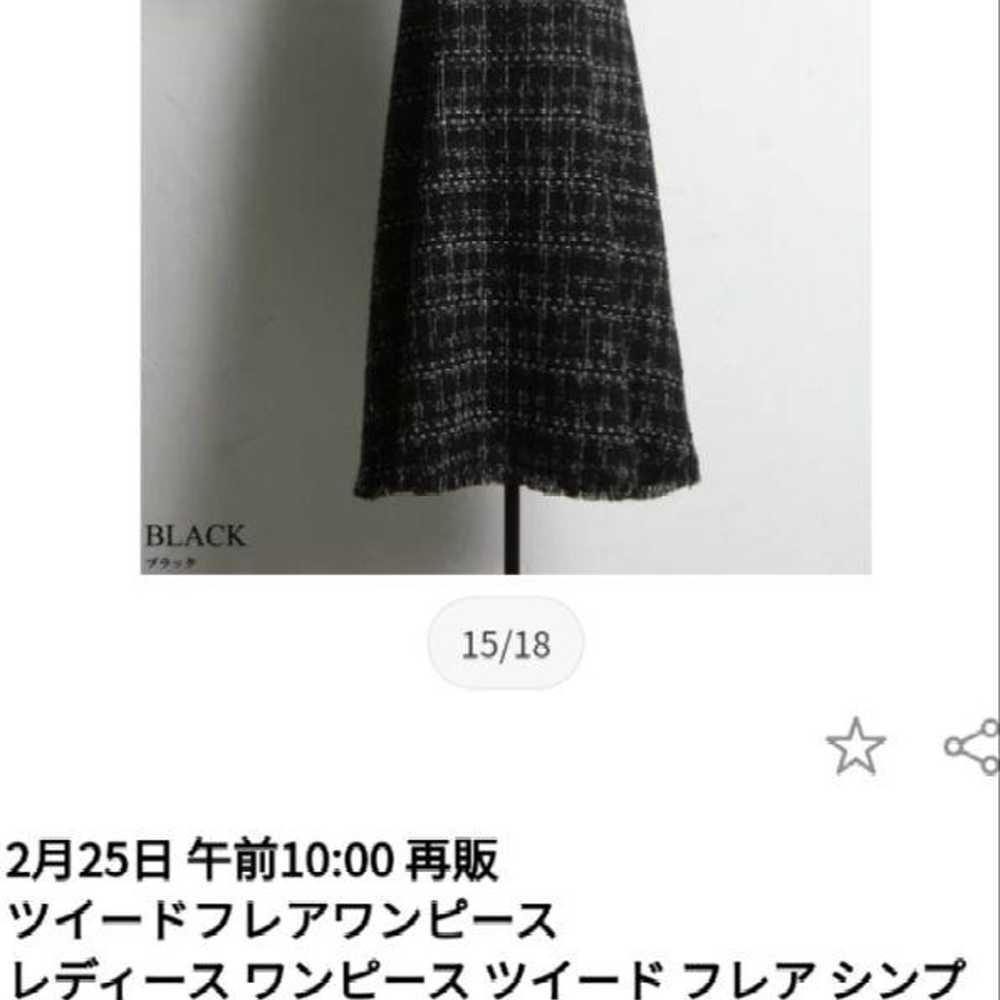 Nostalgia Tweed Flare Dress - Black Gray Check - … - image 5