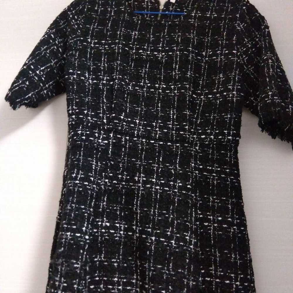 Nostalgia Tweed Flare Dress - Black Gray Check - … - image 7