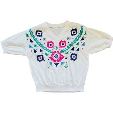 80s Puff Paint Southwest Tee Shirt Short Sleeve T… - image 1