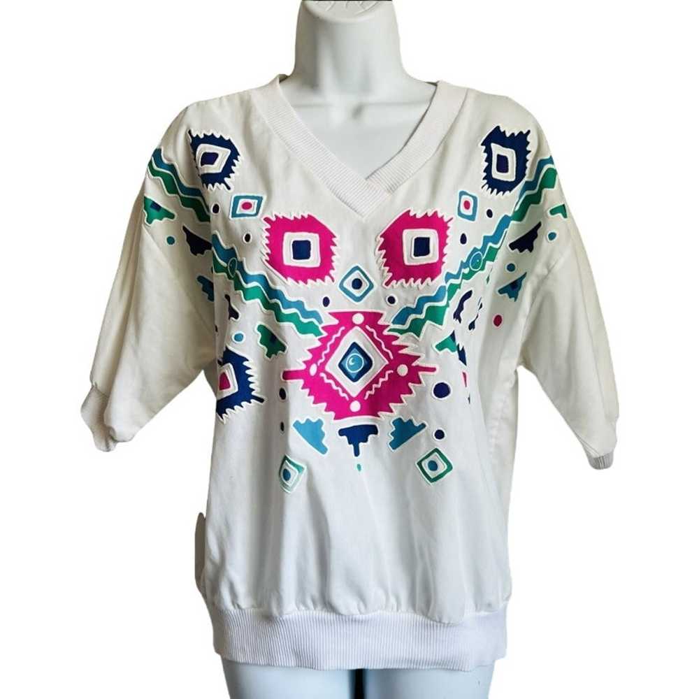 80s Puff Paint Southwest Tee Shirt Short Sleeve T… - image 2