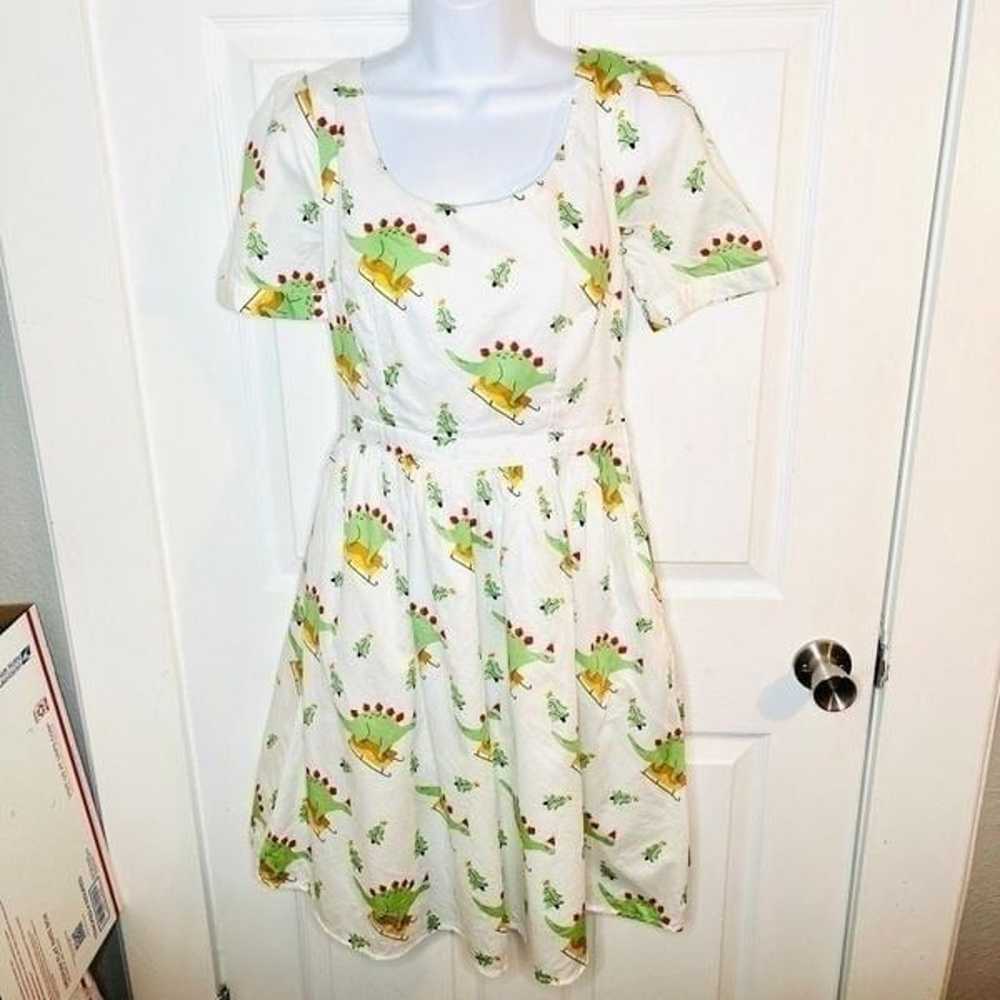 Modcloth Christmas Dinosaur Print What's The Scoo… - image 2