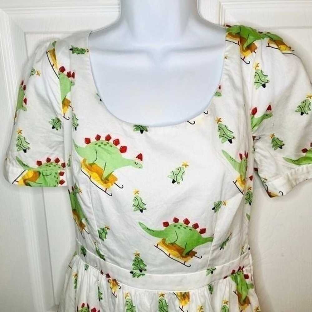 Modcloth Christmas Dinosaur Print What's The Scoo… - image 4