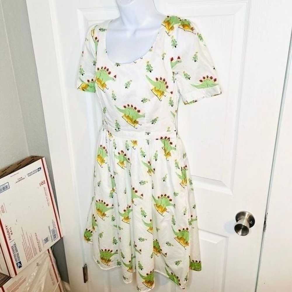 Modcloth Christmas Dinosaur Print What's The Scoo… - image 5