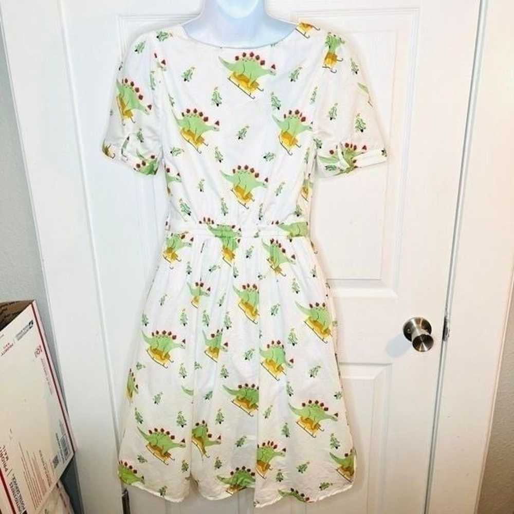 Modcloth Christmas Dinosaur Print What's The Scoo… - image 7