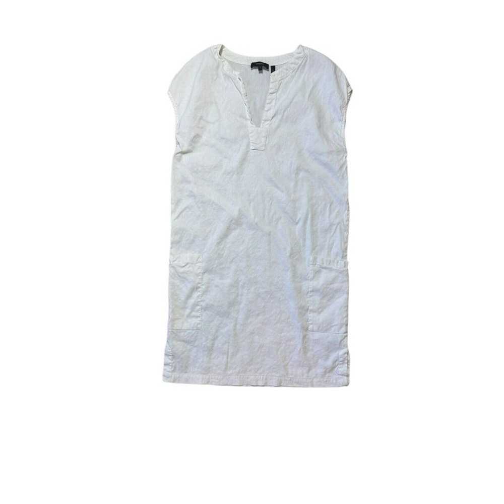 Theory Linen Blend Shift Dress White Sz Small Sle… - image 1