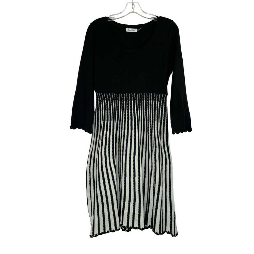 Calvin Klein knit black white career dressy scall… - image 1