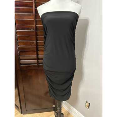 Unlisted Halogen Bodycon Dress Black Ruched Midi … - image 1