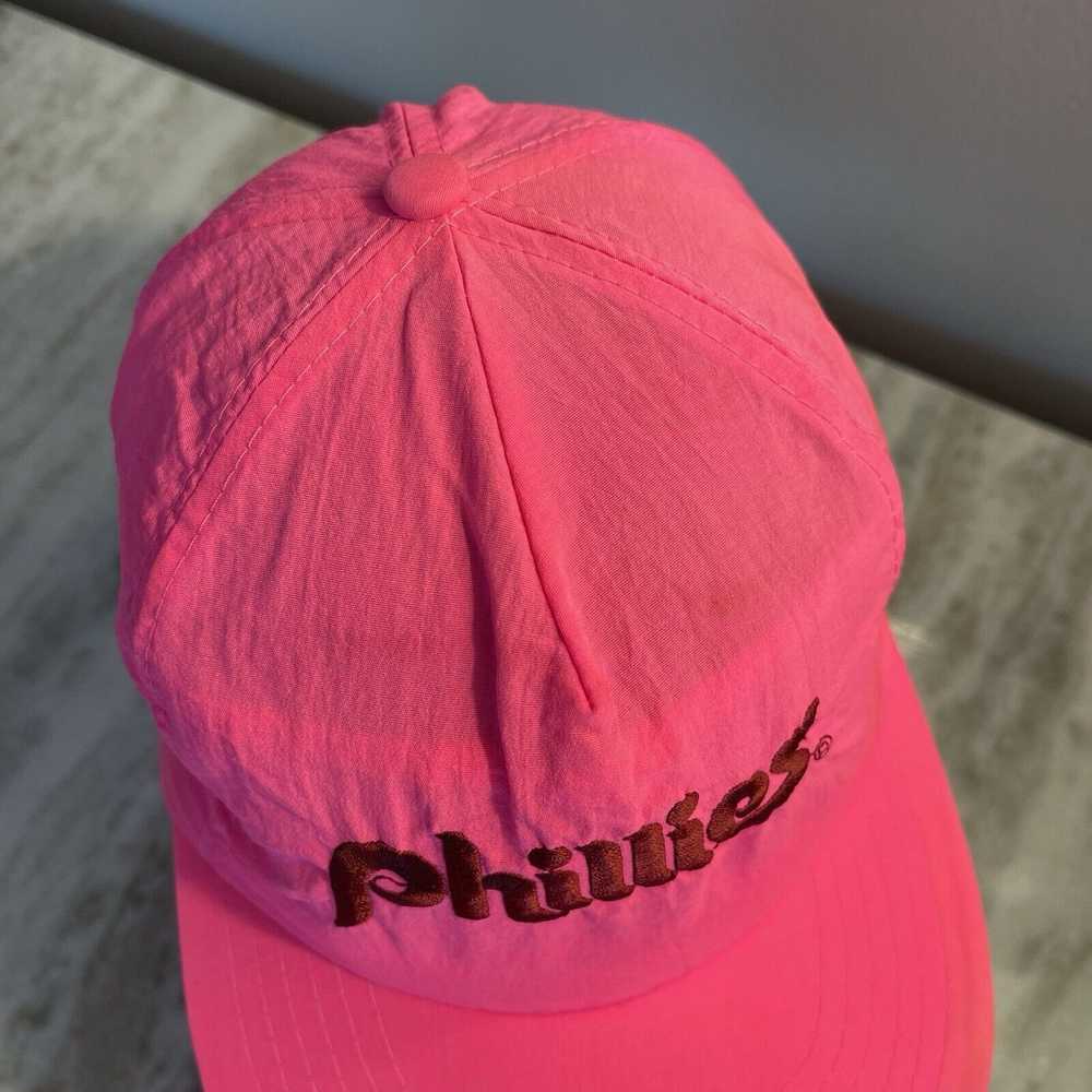 Rare Rare Vtg Phillies Hot Pink Nylon Snap Back H… - image 5