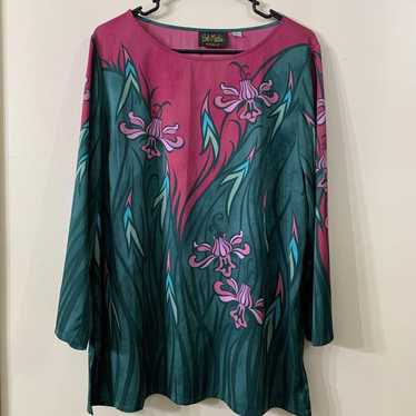 VTG Bob Mackie Wearable Art Top Womens Sz L Green… - image 1