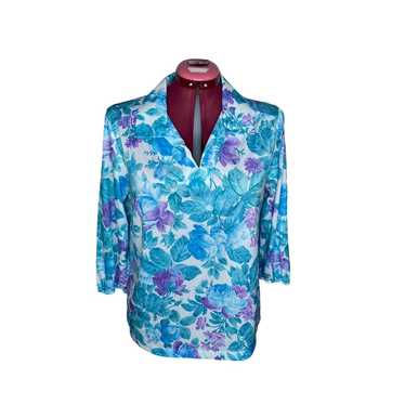 Vintage 1980’s floral long sleeve polo - image 1