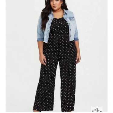 Torrid black white polka dot wide leg jumpsuit wi… - image 1