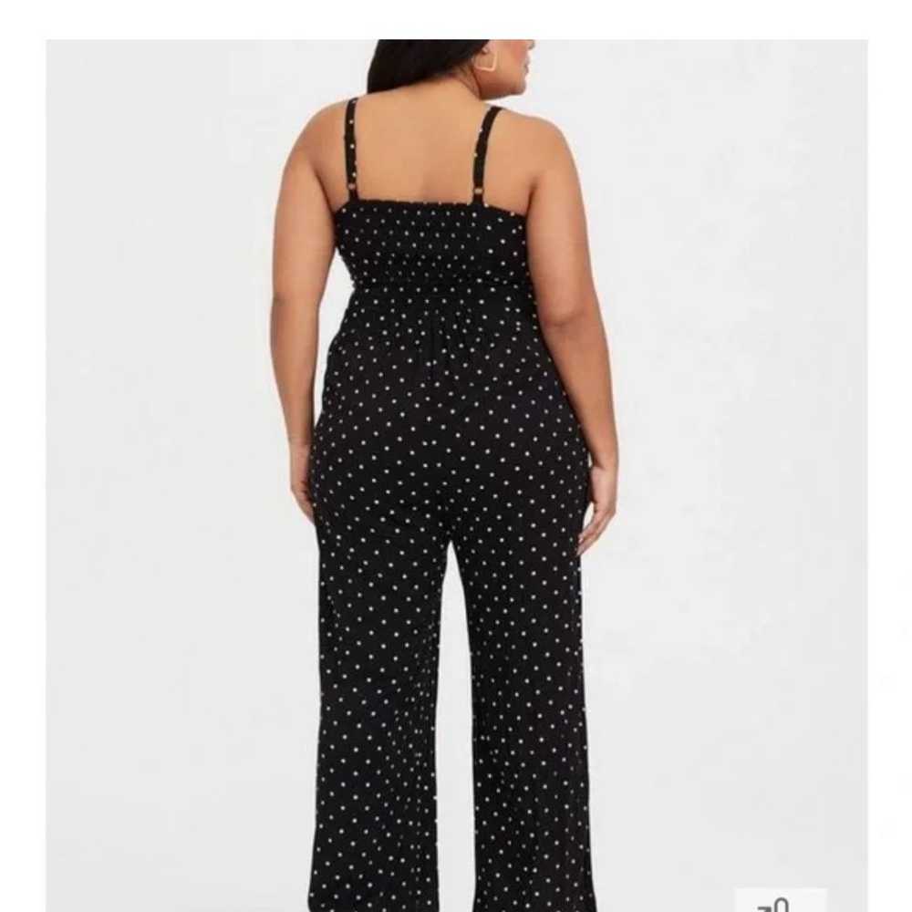 Torrid black white polka dot wide leg jumpsuit wi… - image 2