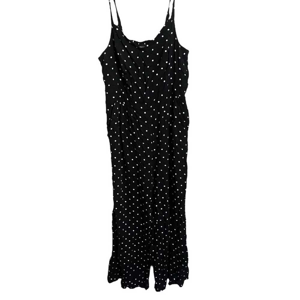 Torrid black white polka dot wide leg jumpsuit wi… - image 4