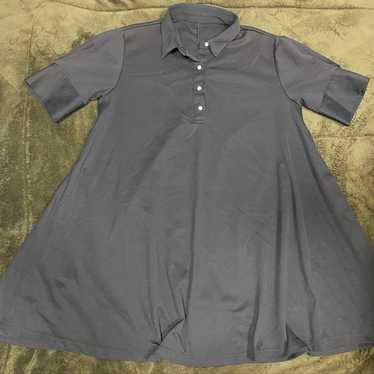 Ladies' Short Sleeve Polo Collar A-Line Dress Dar… - image 1