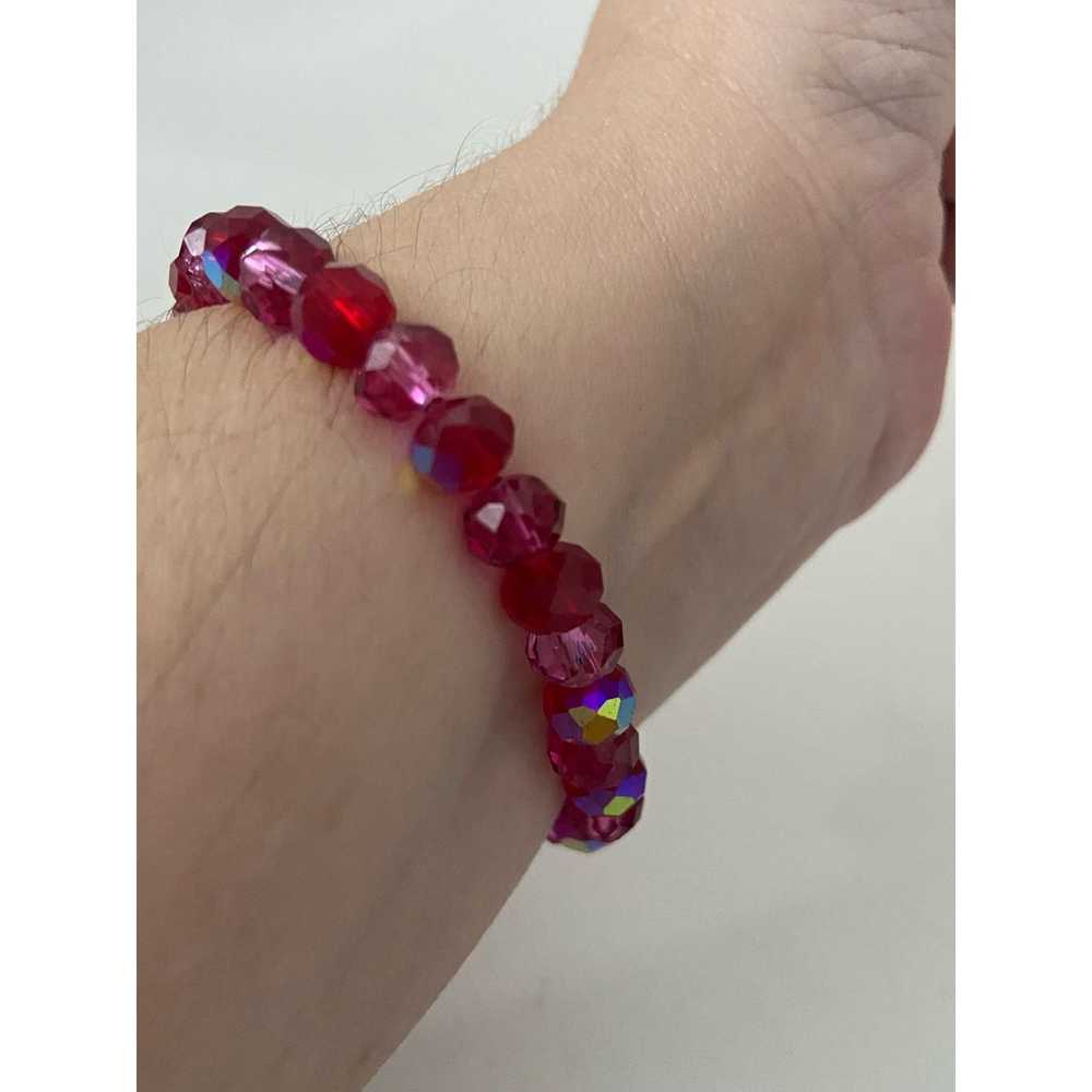 Vintage Red glass bead bracelet with heart charm - image 2