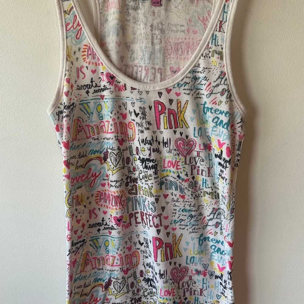 VS Pink Vintage Graffiti Ribbed Tank Top M - image 1