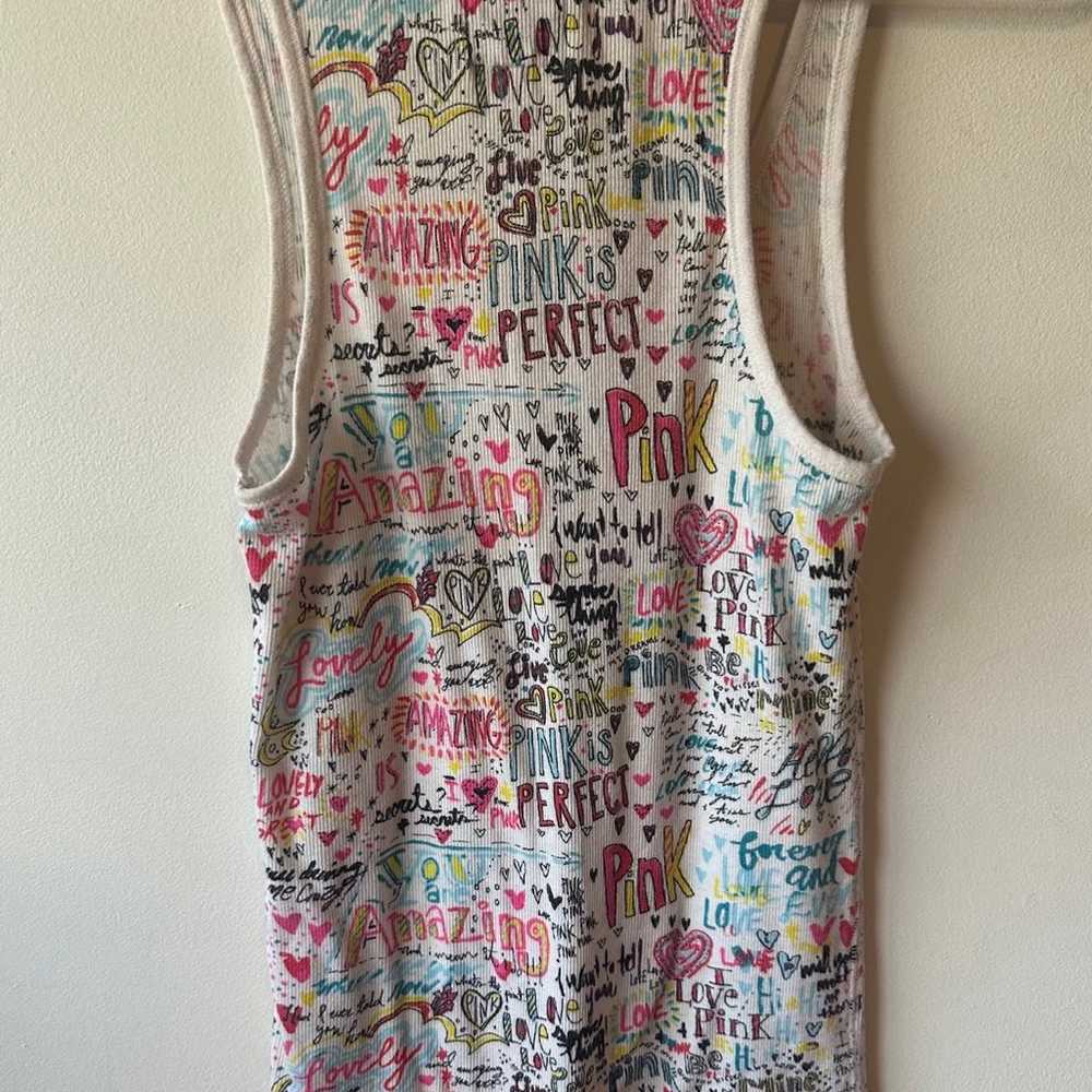 VS Pink Vintage Graffiti Ribbed Tank Top M - image 2