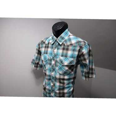 Vans Western Chic Pearl Snaps Plaid Button Up Lon… - image 1