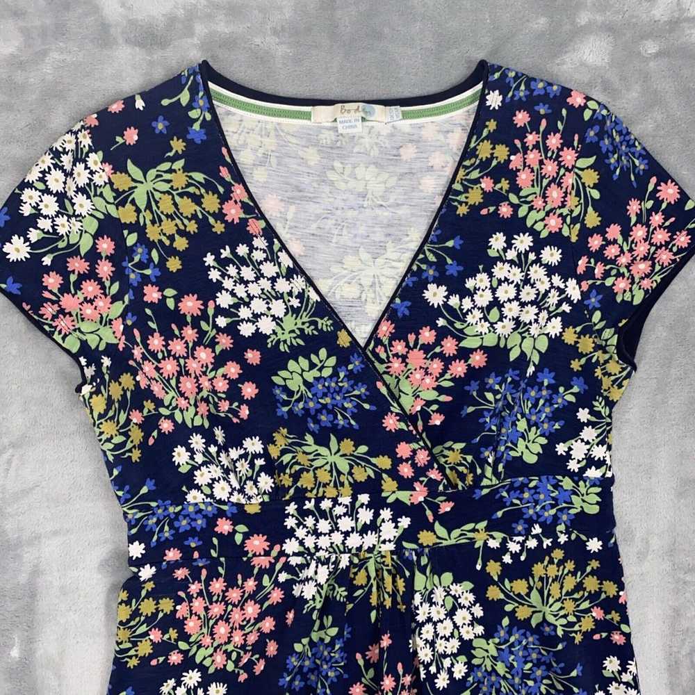 Boden Size 6R Casual Jersey Dress Navy Blue Flora… - image 2