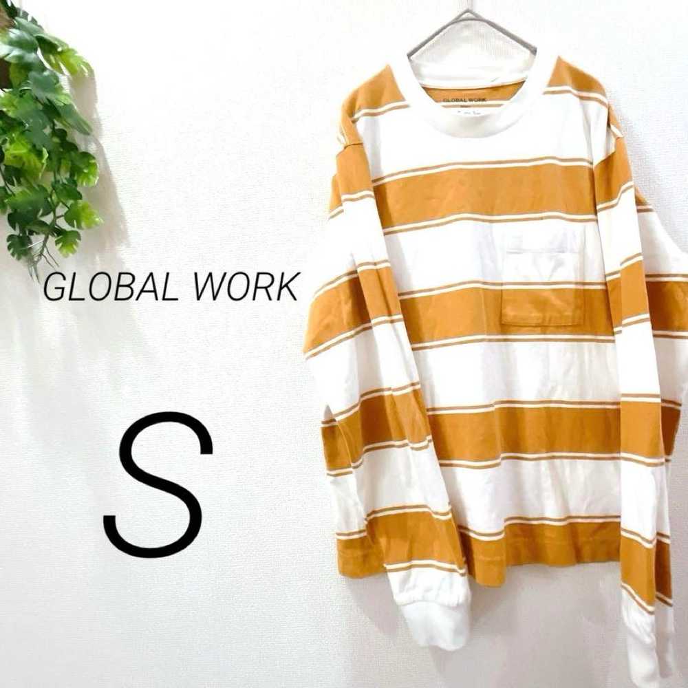 GLOBAL WORK border cut-and-sew orange long sleeve… - image 1