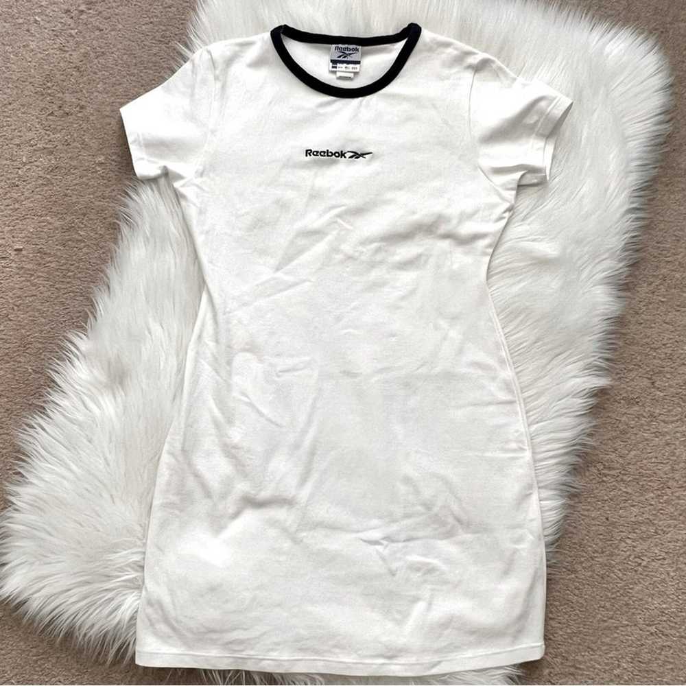 Reebok Athletic T-Shirt Mini Dress White/Navy Med… - image 1