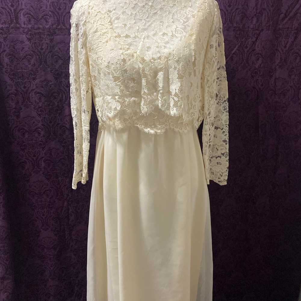 Vintage cream empire waist wedding dress - image 1